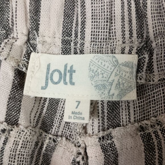 Striped Cropped Pants Womens 7 Linen Blend Boho Tie Waist Coastal Loungewear - Picture 5 of 6